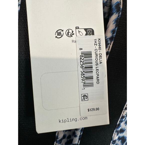 NWT Kipling Delia Curious Leopard Medium Backpack Blue Black White - Picture 4 of 8